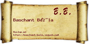 Baschant Béla névjegykártya